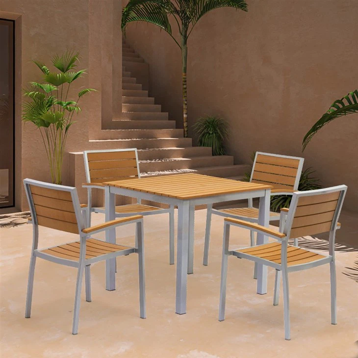 Square Plastic Wood Dining Coffee Table