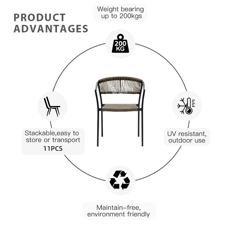 Twisted PE Rope Chair Outdoor Dining Chair